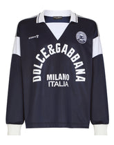 Jersey polo-neck sweatshirt with print and DG patch -  | Dolce &amp; Gabbana