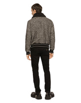 Herringbone wool jacket with shearling collar -  | Dolce & Gabbana