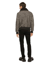 Herringbone wool jacket with shearling collar -  | Dolce & Gabbana