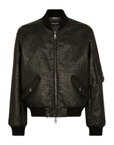 Faux leather jacket with branded tag -  | Dolce &amp; Gabbana