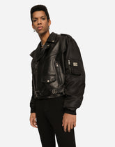 Leather jacket with nylon sleeves -  | Dolce &amp; Gabbana