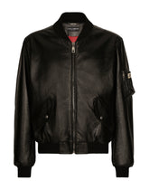 Leather jacket with branded tag -  | Dolce & Gabbana