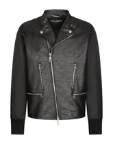 Bullskin jacket with nylon sleeves -  | Dolce & Gabbana
