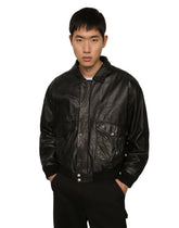 Vintage leather jacket with branded tag -  | Dolce &amp; Gabbana