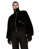 High-necked faux fur jacket -  | Dolce & Gabbana