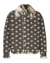 DG-logo jacquard jacket with faux fur -  | Dolce &amp; Gabbana