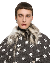 DG-logo jacquard jacket with faux fur -  | Dolce &amp; Gabbana