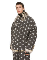 DG-logo jacquard jacket with faux fur -  | Dolce &amp; Gabbana