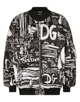Satin jacket with all-over logo print -  | Dolce &amp; Gabbana