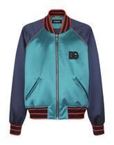 Satin jacket with embroidered DG patch -  | Dolce & Gabbana
