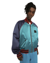 Satin jacket with embroidered DG patch -  | Dolce & Gabbana