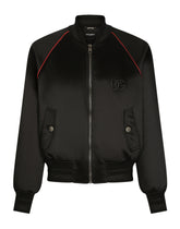 Satin jacket with embroidered DG patch -  | Dolce & Gabbana