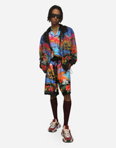 Hooded nylon jacket with Hawaiian print -  | Dolce & Gabbana