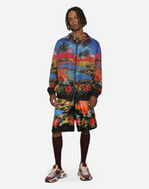 Hooded nylon jacket with Hawaiian print -  | Dolce & Gabbana