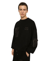 Multi-pocket round-neck sweatshirt with DG embroidery -  | Dolce & Gabbana