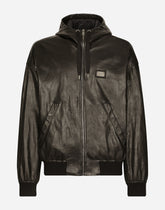 Nappa leather jacket with hood and tag -  | Dolce &amp; Gabbana