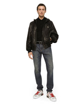 Nappa leather jacket with hood and tag -  | Dolce &amp; Gabbana
