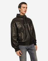 Nappa leather jacket with hood and tag -  | Dolce &amp; Gabbana