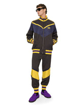 Pinstripe wool jacket with branded tag -  | Dolce &amp; Gabbana