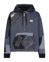 Stretch patchwork denim hoodie -  | Dolce &amp; Gabbana