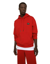 Jersey hoodie with branded tag -  | Dolce &amp; Gabbana