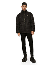 Nylon high-necked jacket with branded tag -  | Dolce &amp; Gabbana