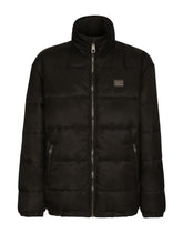 Nylon high-necked jacket with branded tag -  | Dolce &amp; Gabbana
