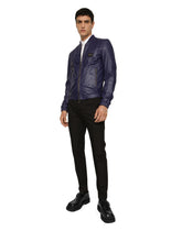 Leather jacket with branded tag -  | Dolce &amp; Gabbana