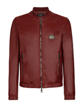 Leather jacket with branded tag -  | Dolce &amp; Gabbana