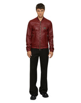 Leather jacket with branded tag -  | Dolce &amp; Gabbana