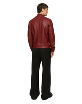 Leather jacket with branded tag -  | Dolce &amp; Gabbana