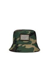 Nylon bucket hat with camouflage print -  | Dolce & Gabbana