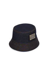 Denim bucket hat with branded plate -  | Dolce & Gabbana