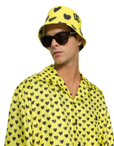 Cotton bucket hat with heart print -  | Dolce & Gabbana
