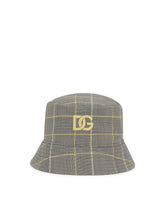 Stretch checked wool bucket hat with DG embroidery -  | Dolce & Gabbana