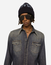 Knit cotton hat with DG patch -  | Dolce &amp; Gabbana