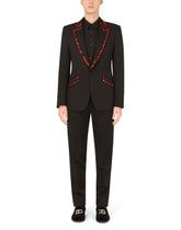 Wool Sicilia-fit suit with rhinestones -  | Dolce &amp; Gabbana