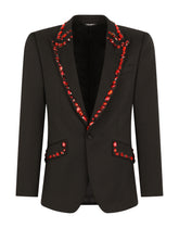 Wool Sicilia-fit suit with rhinestones -  | Dolce &amp; Gabbana