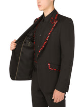 Wool Sicilia-fit suit with rhinestones -  | Dolce &amp; Gabbana