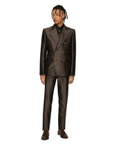 Shantung silk double-breasted Sicilia-fit suit -  | Dolce &amp; Gabbana