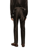 Shantung silk double-breasted Sicilia-fit suit -  | Dolce &amp; Gabbana