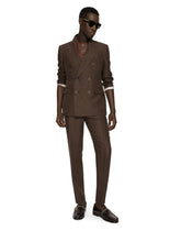Double-breasted linen Sicilia-fit suit -  | Dolce &amp; Gabbana