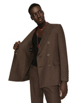 Double-breasted linen Sicilia-fit suit -  | Dolce &amp; Gabbana