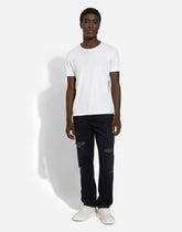 Regular blue denim jeans with abrasions and rips -  | Dolce &amp; Gabbana