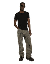 Gray denim cargo jeans with laser-etched logo -  | Dolce & Gabbana