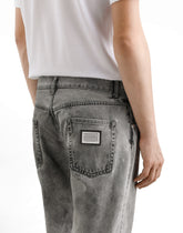 Classic cotton jeans with plaque -  | Dolce &amp; Gabbana