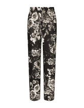 Classic linen pants with floral print -  | Dolce & Gabbana
