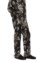 Classic linen pants with floral print -  | Dolce & Gabbana