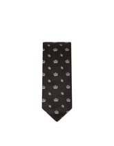 Silk jacquard blade tie with crown and logo (6 cm) -  | Dolce & Gabbana