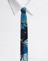 6-cm silk blade tie with blue marbled print -  | Dolce & Gabbana